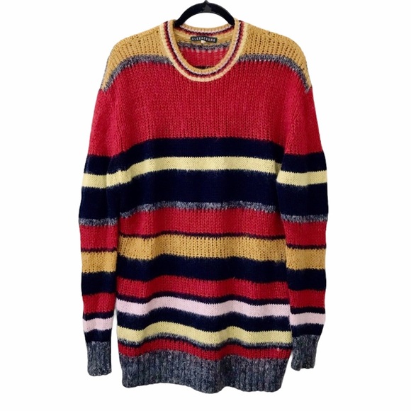 AlexaChung Red Striped Knit Mohair Sweater XS - Picture 1 of 8